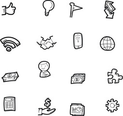 The doodle business icon set.