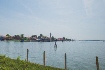 Fototapeta premium View of island of Burano from island of Mazzorbo, Venice, Italy