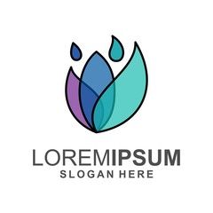 colorful leaf logo design vector