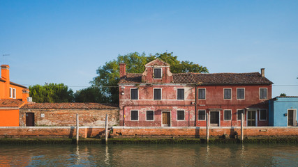 Colourful houses on island of Mazzorbo, near Burano, Venice, Italy