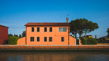 Colourful houses on island of Mazzorbo, near Burano, Venice, Italy