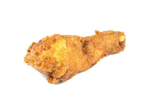 crispy fried chicken leg on a white background