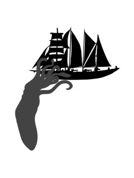 Krake attackiert Segelschiff 