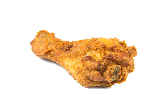 crispy fried chicken leg on a white background