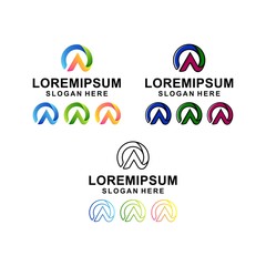 colorful letter a logo design vector bundle