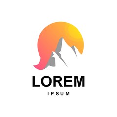 mountain with bubble chat logo design