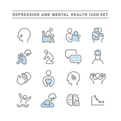 DEPRESSION AND MENTAL HEALTH ICON SET