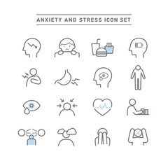 Fototapeta premium ANXIETY AND STRESS ICON SET