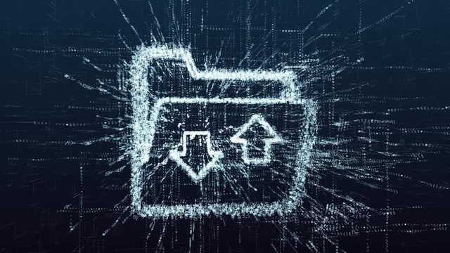 Digital data storage. Virtual archive. Folder for documents and files consisting of numbers and symbols. Modern technology of processing and storage of information in electronic form.