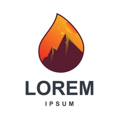mountain with water drop logo design