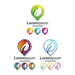 colorful point with leaf logo design bundle