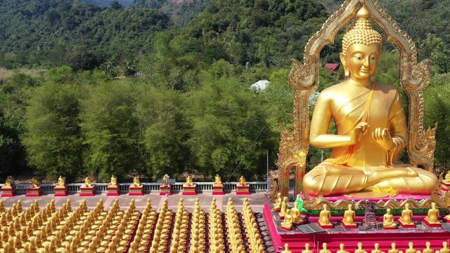 aerial view of buddha statue in thailand temple