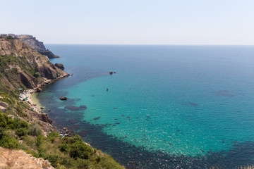 Fototapeta na wymiar beautiful azure bay of the black sea