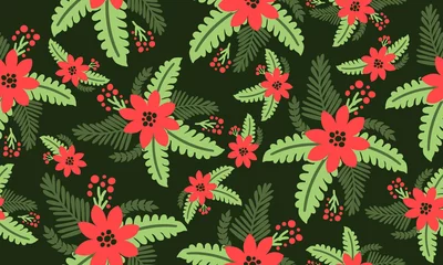 Fotobehang Tropische Bladeren Vintage leaf flower plants for christmas design.  © StockFloral