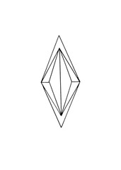 Diamond, crystal, logo of the elements of nature. Elements of ethno, fantasy, antiquity, amulets, secret symbols. Doodle, hand drawn, outline