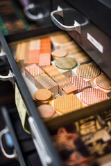 A drawer of blocks for printmaking