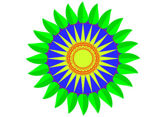 Mandala with green leaves