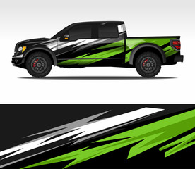 Car wrap decal design vector, for advertising or custom livery WRC style, race rally car vehicle sticker and tinting custom. 4x4 ford Raptor double cabin.