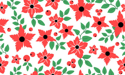 Christmas flower red, design for seamless floral pattern.