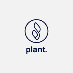 Botanical logo minimalism template on grey background for business company or brand identity