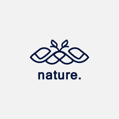 Obraz premium Botanical logo minimalism template on grey background for business company or brand identity