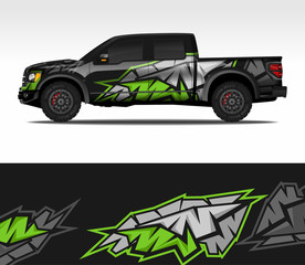 Car wrap decal design vector, for advertising or custom livery WRC style, race rally car vehicle sticker and tinting custom. 4x4 ford Raptor double cabin.