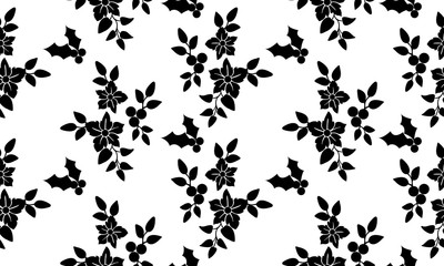 Fototapeta na wymiar Black flower ornament, abstract floral pattern background.
