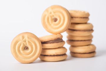 Butter cookies placed on a white background