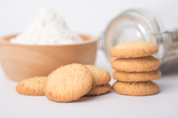 Butter cookies placed on a white background