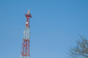 City Cesis, Latvia. 5G internet tower, mobile communications.