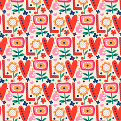 Valentine's Day seamless pattern. Colorful pattern.
