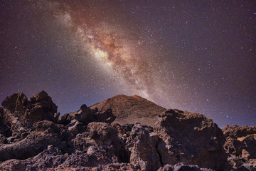 Starry sky in the mountains of Volcano Teide