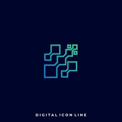 Abstract Box Line Art Illustration Vector Design Template