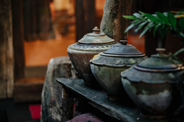 Lanna style water storage pot that is popularly kept under the house.