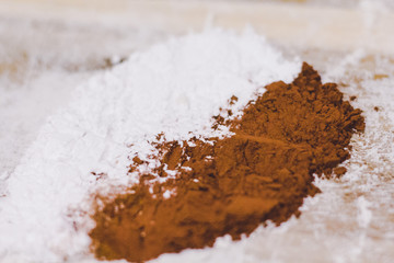 cocoa powder and powdered sugar