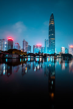 Night View Of Shenzhen City, China