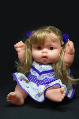 cute bear toy girl on isolated black background