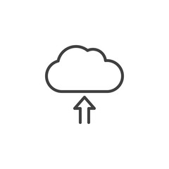 Download cloud line icon. linear style sign for mobile concept and web design. Cloud with arrow up outline vector icon. Symbol, logo illustration. Vector graphics