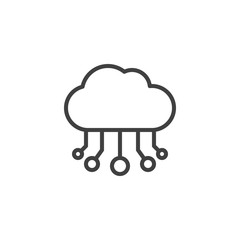 Cloud network line icon. linear style sign for mobile concept and web design. Cloud Computing Connection outline vector icon. Symbol, logo illustration. Vector graphics