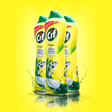 Bottles of Cif on a white background