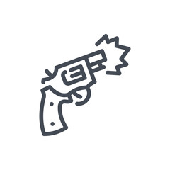 Gun revolver line icon. Pistol weapon shot vector outline sign.