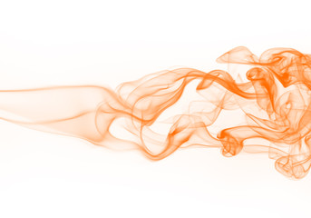 Orange smoke abstract on white background. yellow ink water color