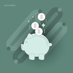 Piggy savings with coins money.
