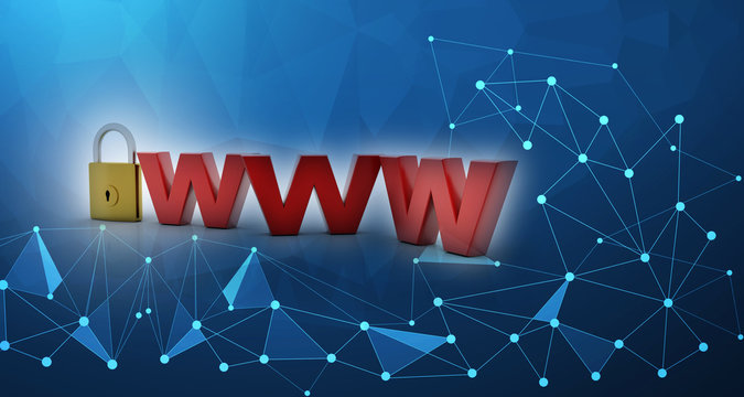 3d rendering Padlock with www