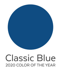 Classic Blue Color Swatch  - 2020 Color of the Year. Future Color Trend Forecast. Palette Sample. Round Disk Design. Global Swatch Included.