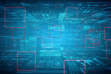 2d illustration Abstract futuristic electronic circuit technology background