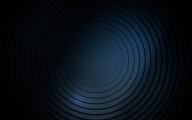 Black circle abstract background. CIrcle metallic texture with light effect.