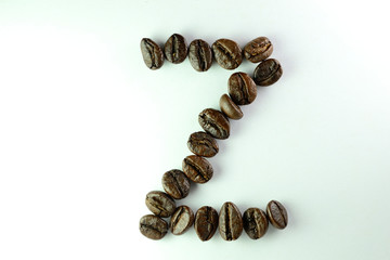letter Z with coffee beans in White background