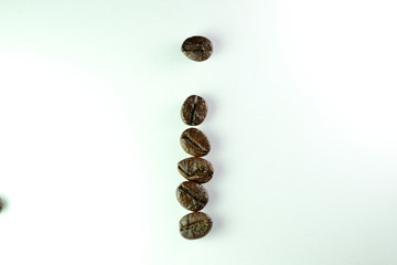 letter I with coffee beans in White background