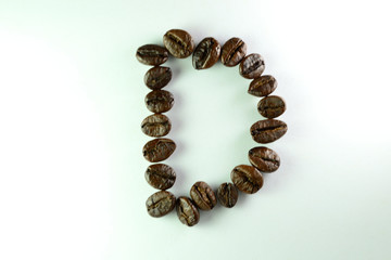 letter D with coffee beans in White background